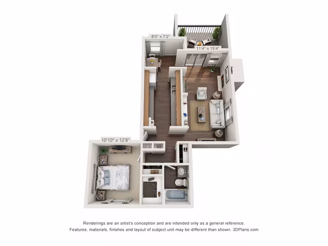1 Bedroom, 1 Bath 270 floor plan